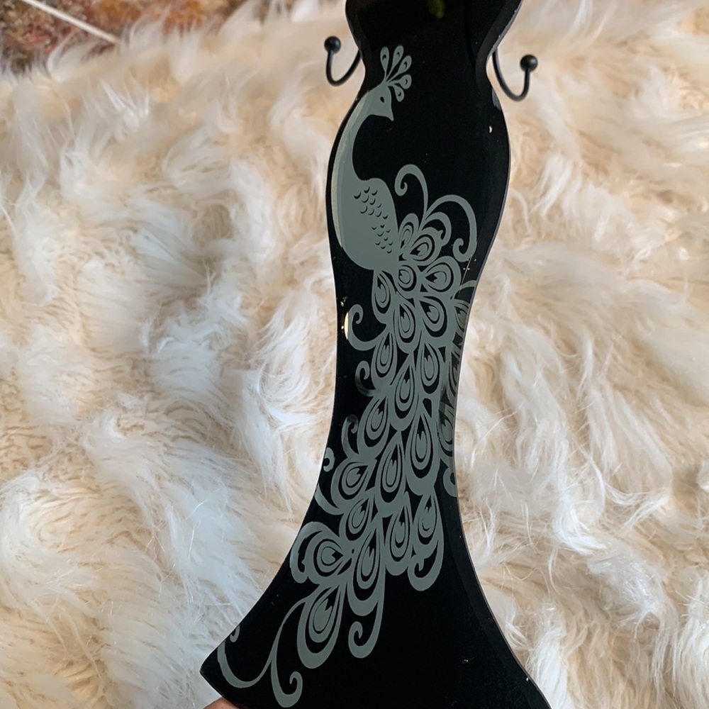 Mirrored Black Dress with Peacock Design Jewelry Holder - Picture 3 of 7